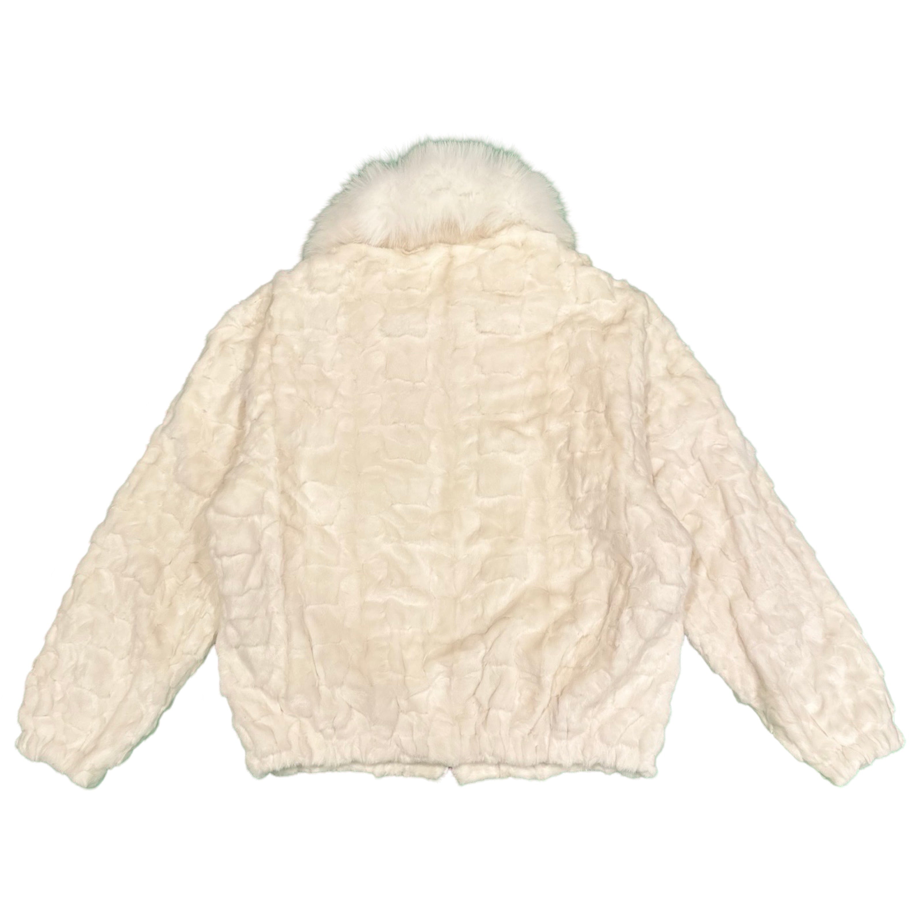 Kashani White Diamond Cut Mink Fur Coat - Dudes Boutique