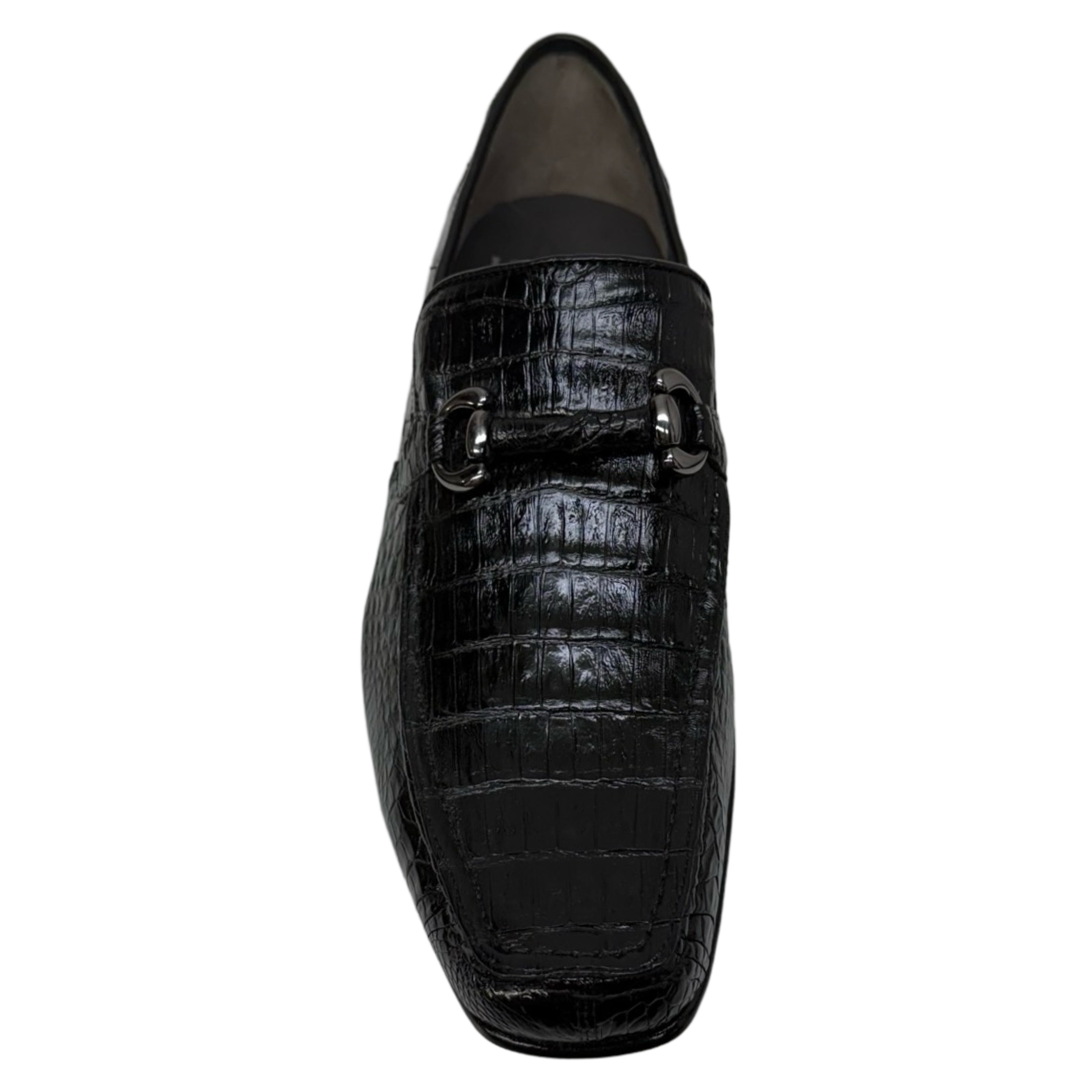 Los Altos Black All-Over Crocodile Belly Loafers - Dudes Boutique