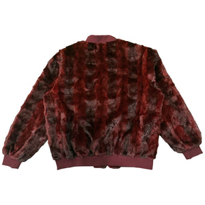 Kashani Burgundy Diamond Cut Mink Fur Bomber Jacket - Dudes Boutique