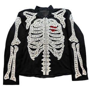 Kashani Skeleton Hyper Crystal Heart White Studded Jacket - Dudes Boutique