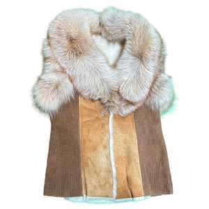 Kashani Women's Red Fox Fur / Shearling Ribbed Vest - Dudes Boutique