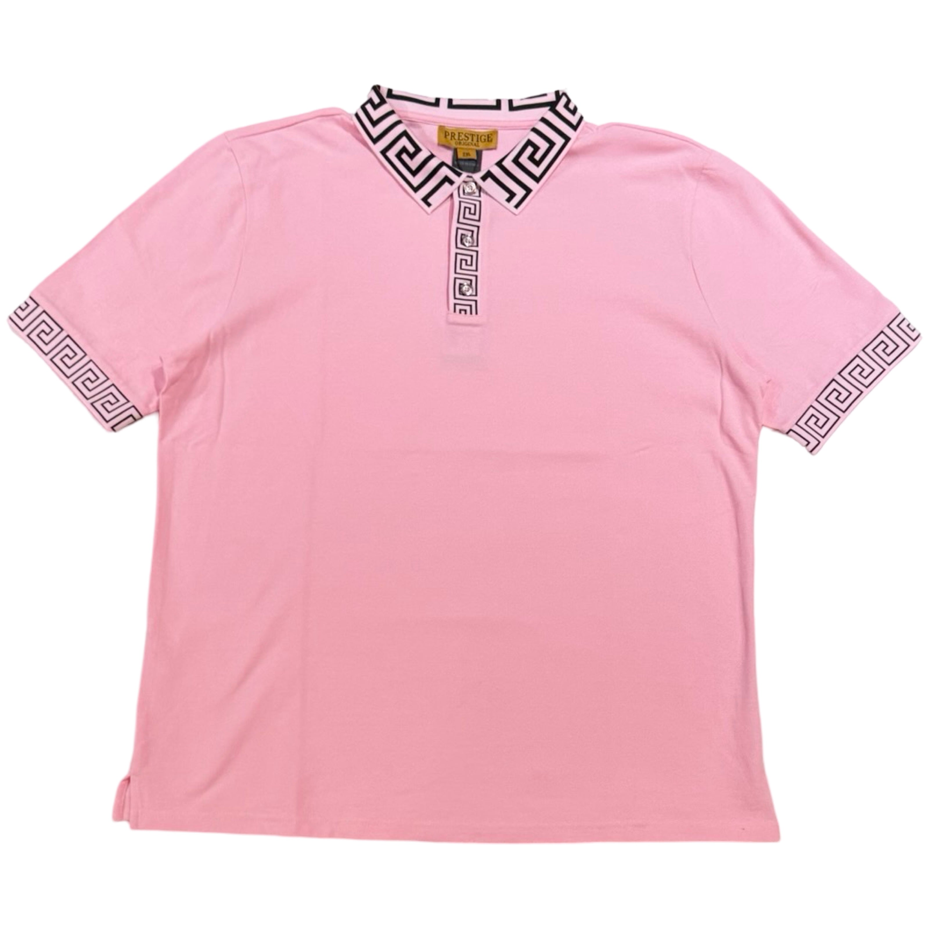 Prestige Pink Greek Key Polo Shirt - Dudes Boutique