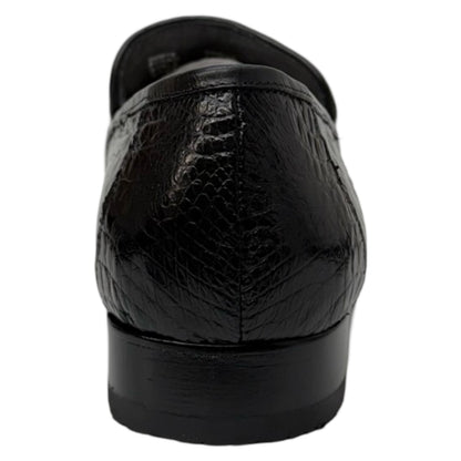 Los Altos Black All-Over Crocodile Belly Loafers - Dudes Boutique