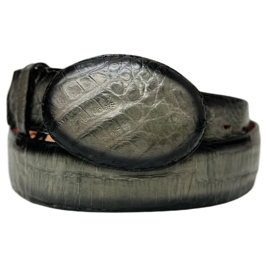 Los Altos Faded Gray Crocodile Belt with Oval Buckle - Dudes Boutique
