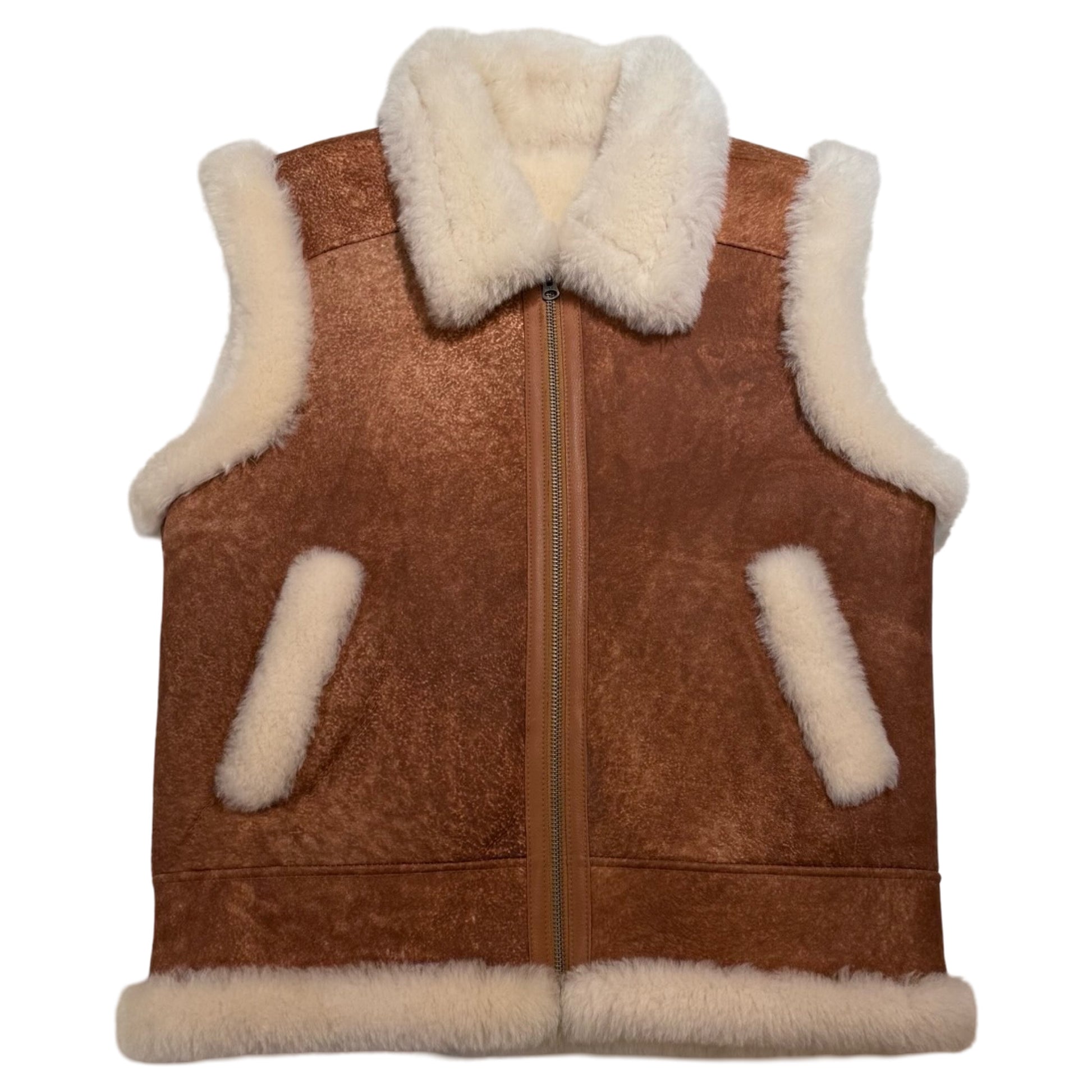 Kashani Men's Cognac Shearling Vest - Dudes Boutique