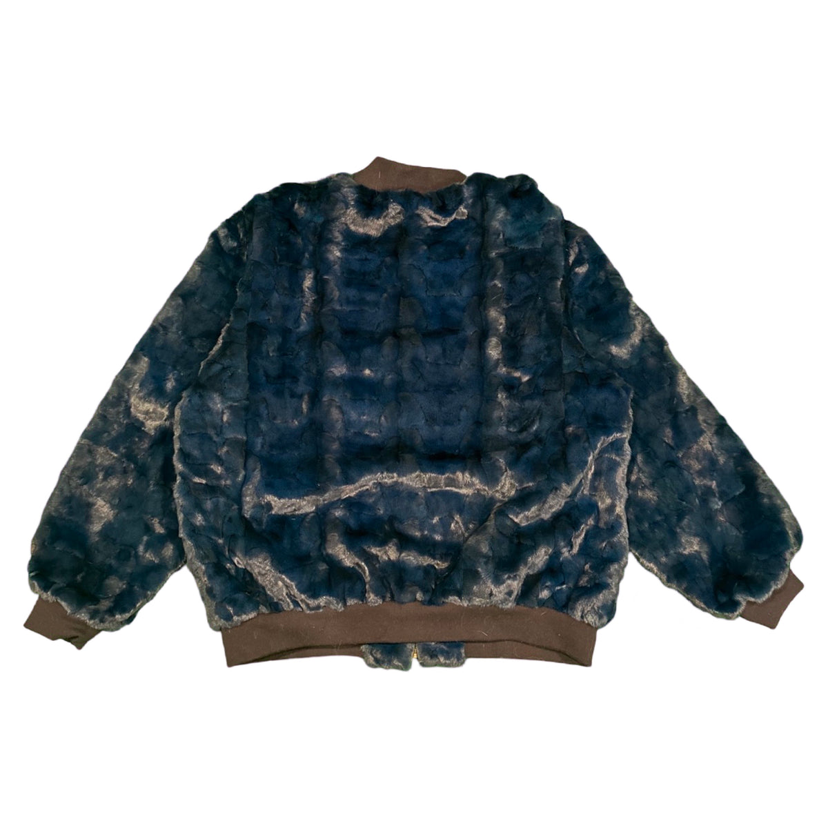 Kashani Navy Diamond Cut Mink Fur Bomber Jacket - Dudes Boutique