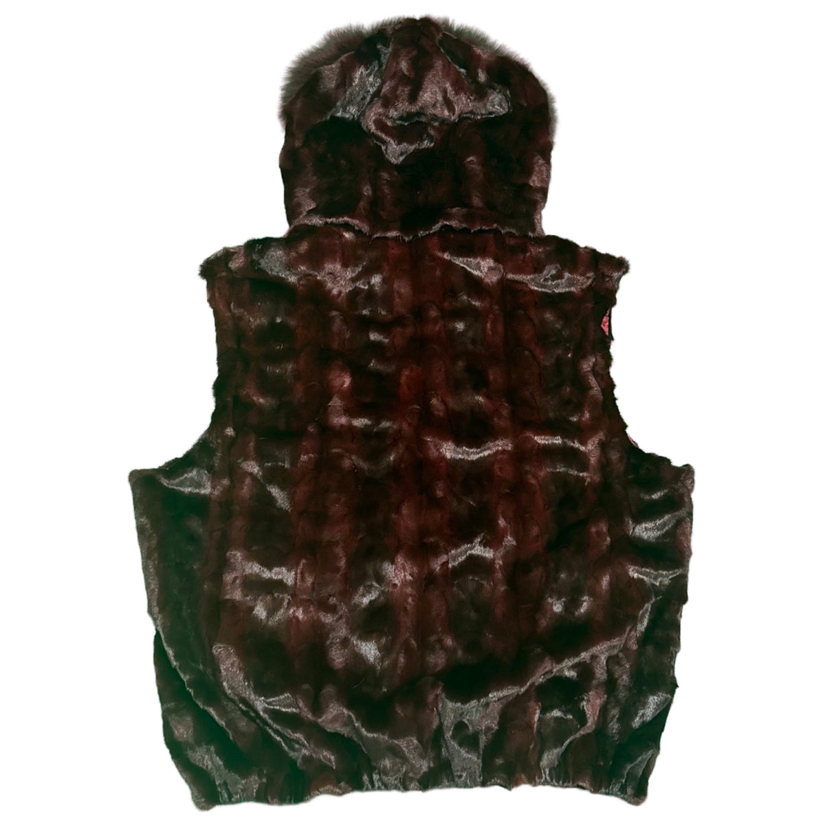 Kashani Men's Burgundy Full Mink Fur Vest w/ Detachable Fox Collar - Dudes Boutique