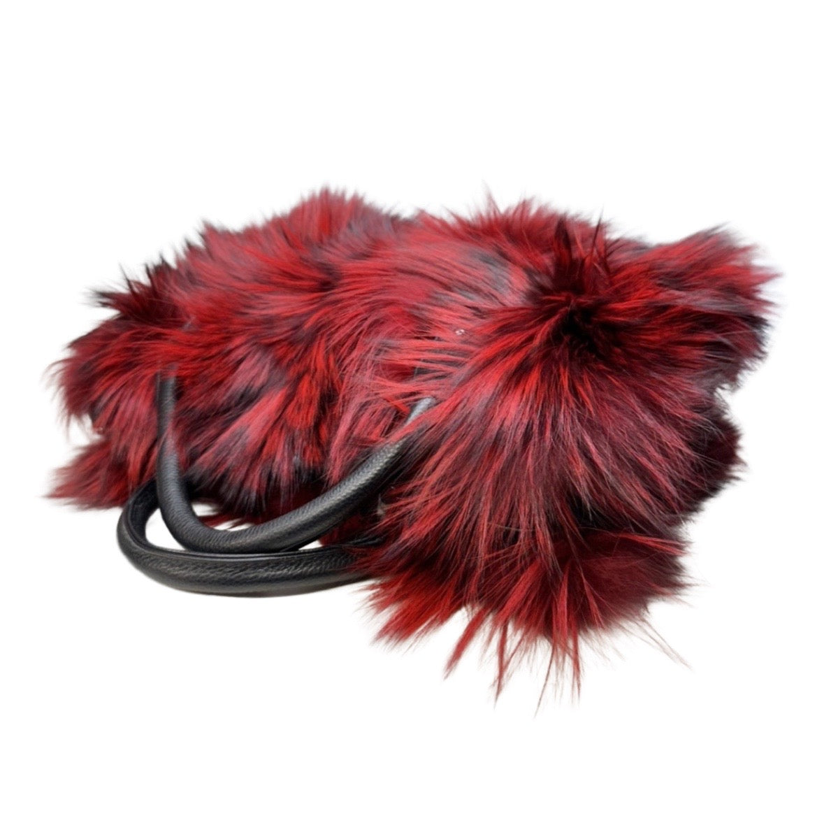 Volare Ladies Wine Fox Fur Handbag - Dudes Boutique