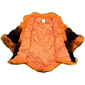 Kashani Women's Orange / Black Fox Fur Poncho - Dudes Boutique