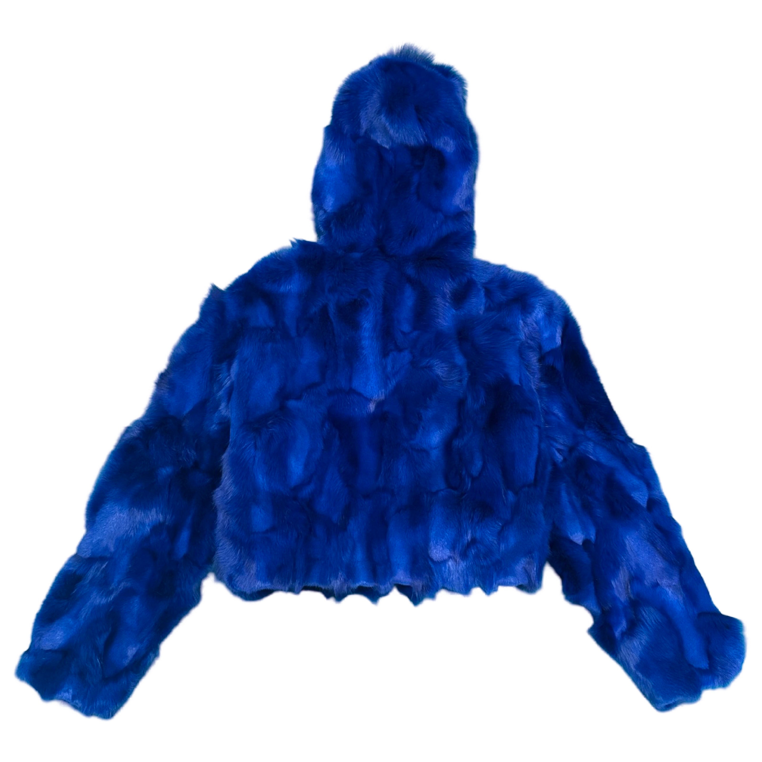 Kashani Women's Royal Blue Fox Fur Cropped Coat - Dudes Boutique