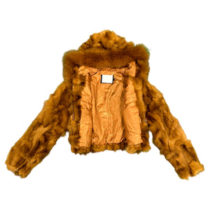 Kashani Women's Whiskey Fox Fur Cropped Coat - Dudes Boutique