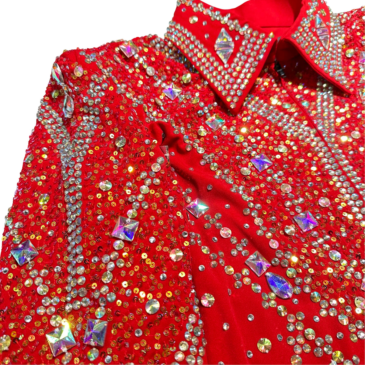 Kashani Red Crimson Silver Hyper Crystal Jacket - Dudes Boutique
