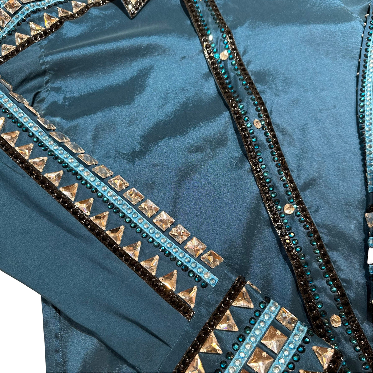 Kashani Bahama Blue Hyper Crystal Button-Up Zip Shirt - Dudes Boutique