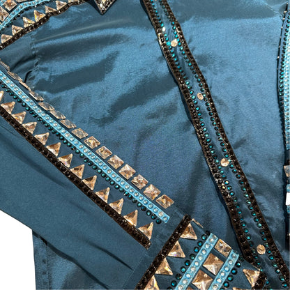 Kashani Bahama Blue Hyper Crystal Button-Up Zip Shirt - Dudes Boutique