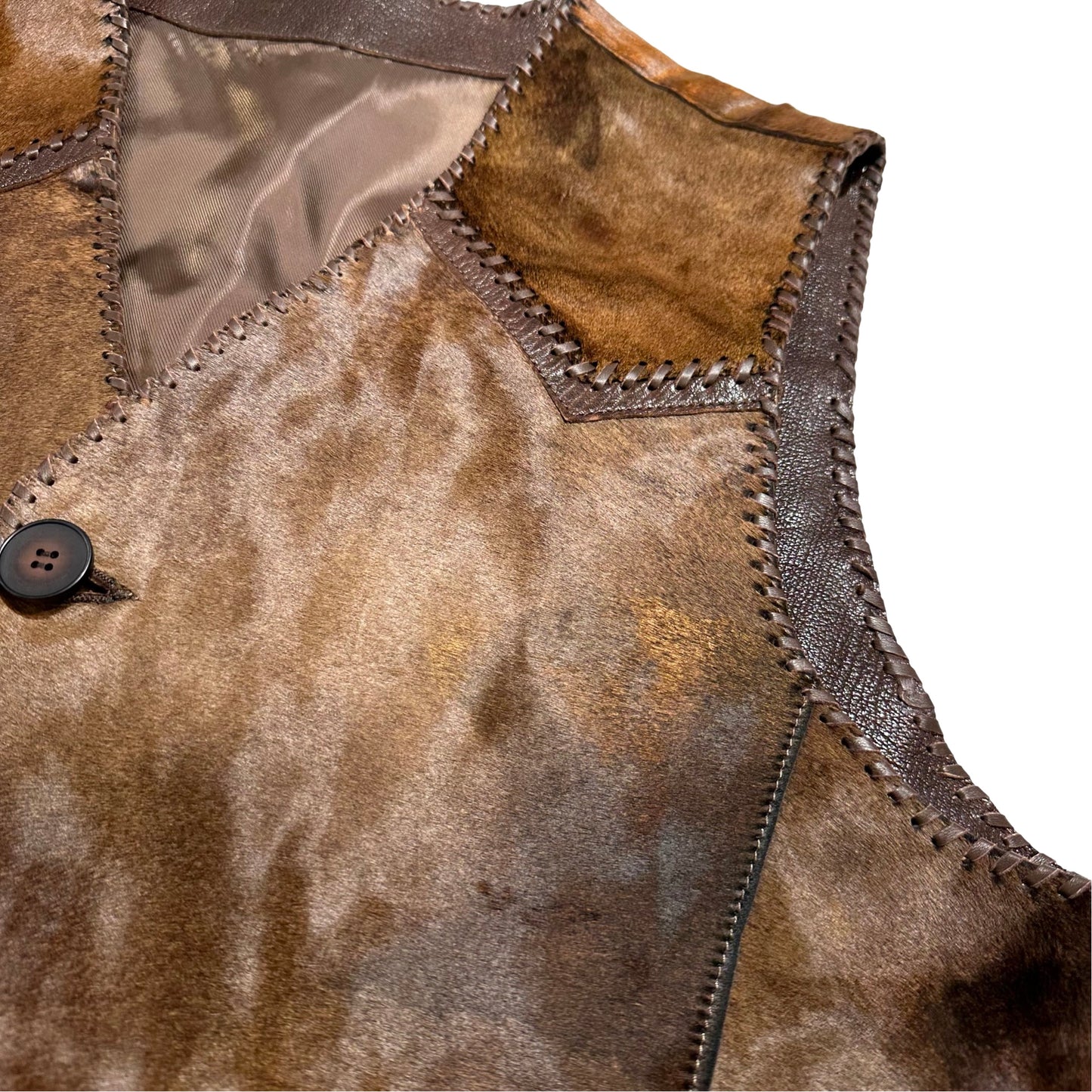 Kashani Rustic Chocolate Cavallino Pony Hair Hand Woven Vest - Dudes Boutique