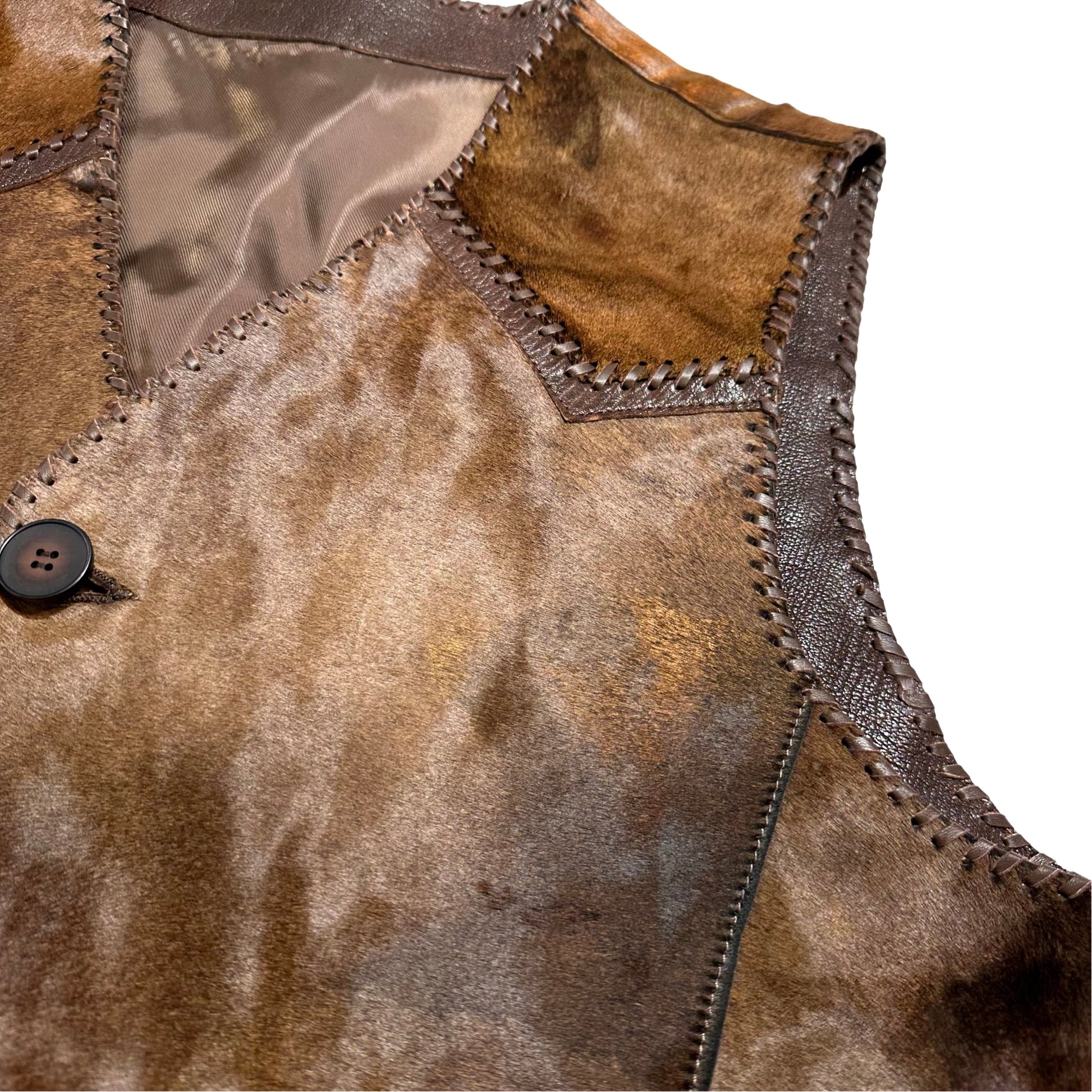 Kashani Rustic Chocolate Cavallino Pony Hair Hand Woven Vest - Dudes Boutique