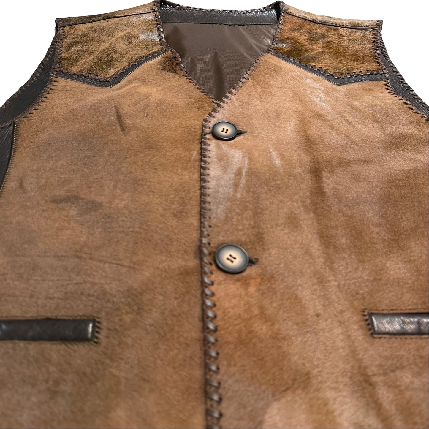 Kashani Tri Brown Cavallino Pony Hair Hand Woven Vest - Dudes Boutique