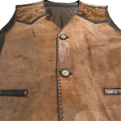 Kashani Tri Brown Cavallino Pony Hair Hand Woven Vest - Dudes Boutique
