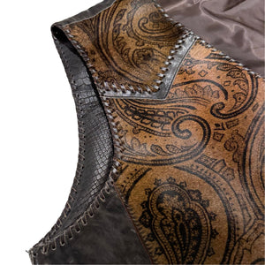 Kashani Brown Paisley Cavallino Pony Hair Hand Woven Vest - Dudes Boutique