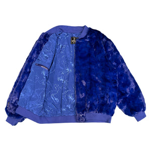 Kashani Royal Blue Diamond Cut Mink Fur Bomber Jacket - Dudes Boutique