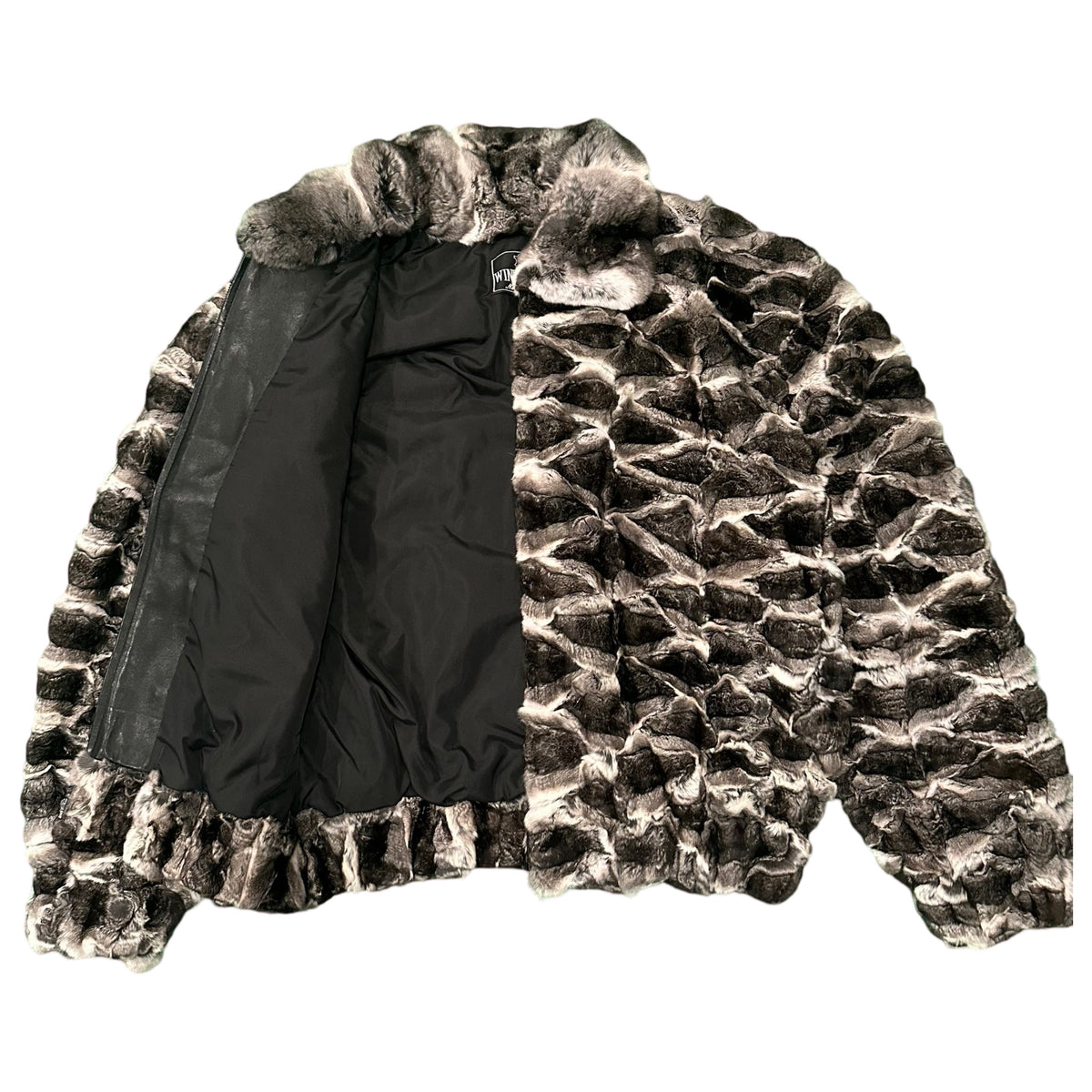 Kashani Full Diamond Cut Chinchilla Fur Bomber Jacket - Dudes Boutique