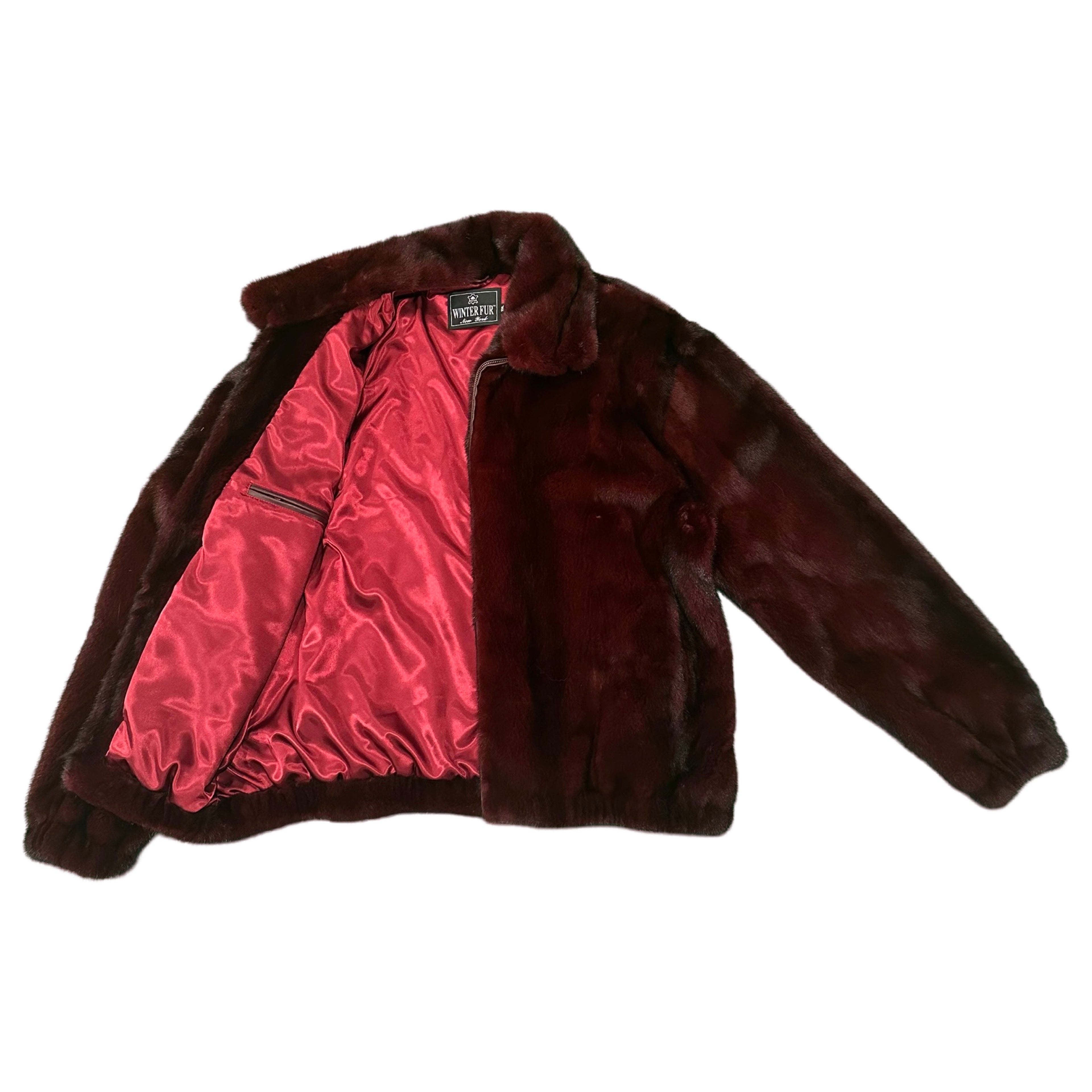 Kashani Burgundy Full Mink Fur Jacket - Dudes Boutique