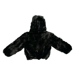 Kashani Kids Black Rabbit Fur Hooded Jacket - Dudes Boutique