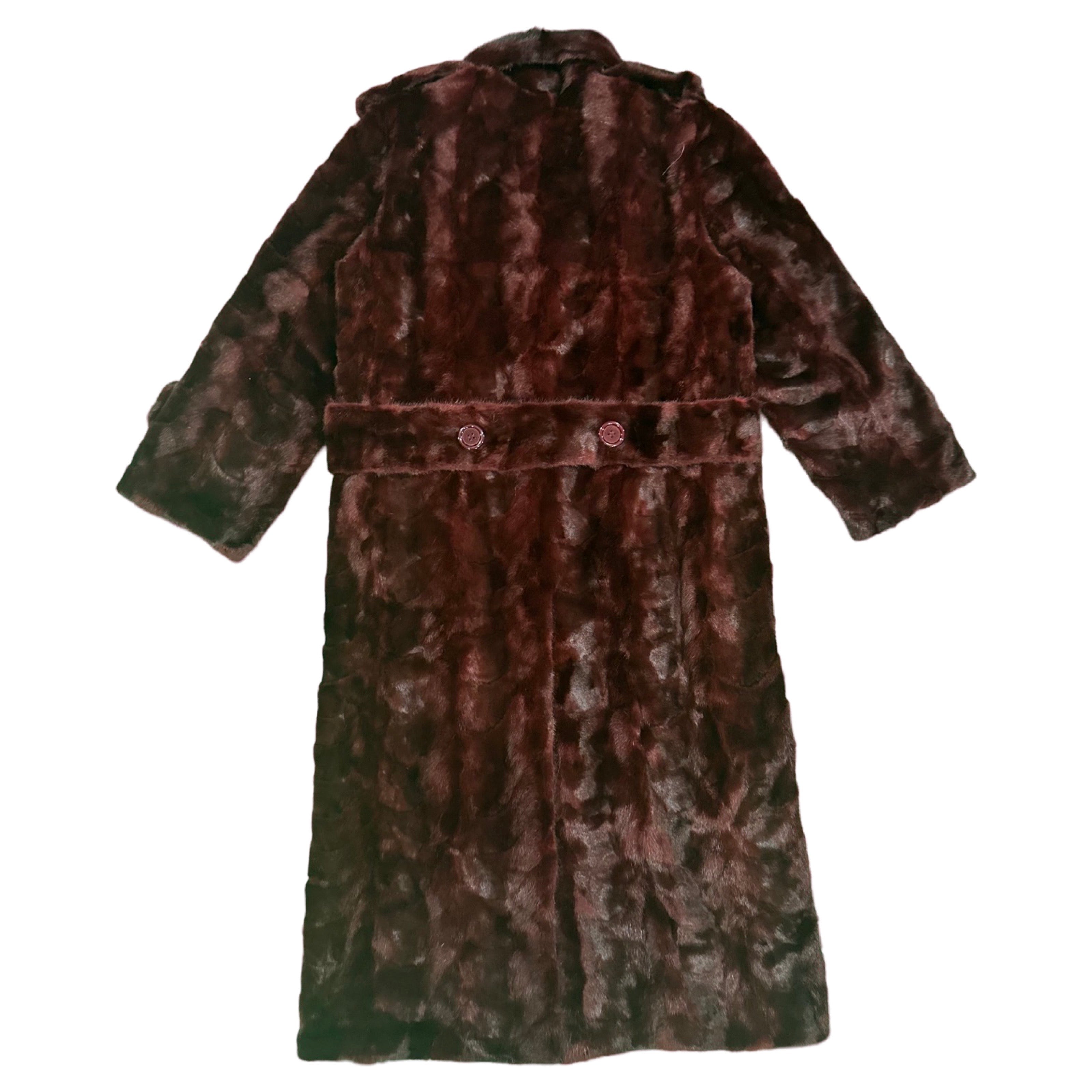 Kashani Men's Burgundy Full Mink Fur Trench Coat - Dudes Boutique