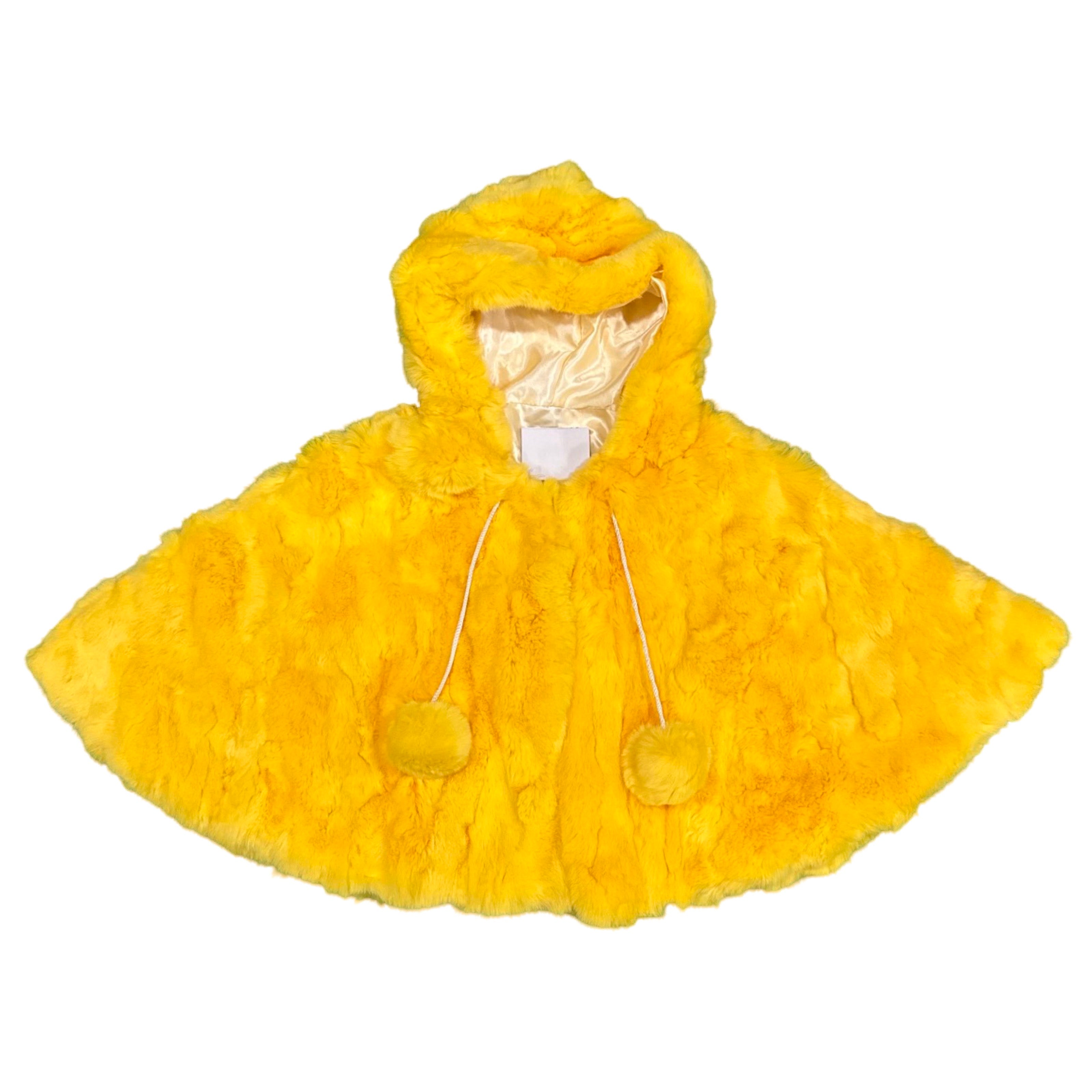 Kashani Kids Yellow Rabbit Fur Hooded Cape - Dudes Boutique