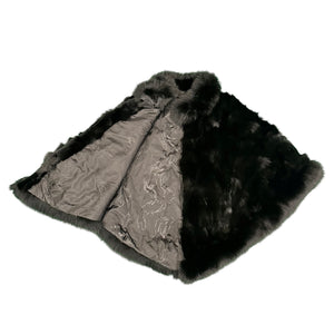 Kashani Women's Black Fox Fur Poncho - Dudes Boutique