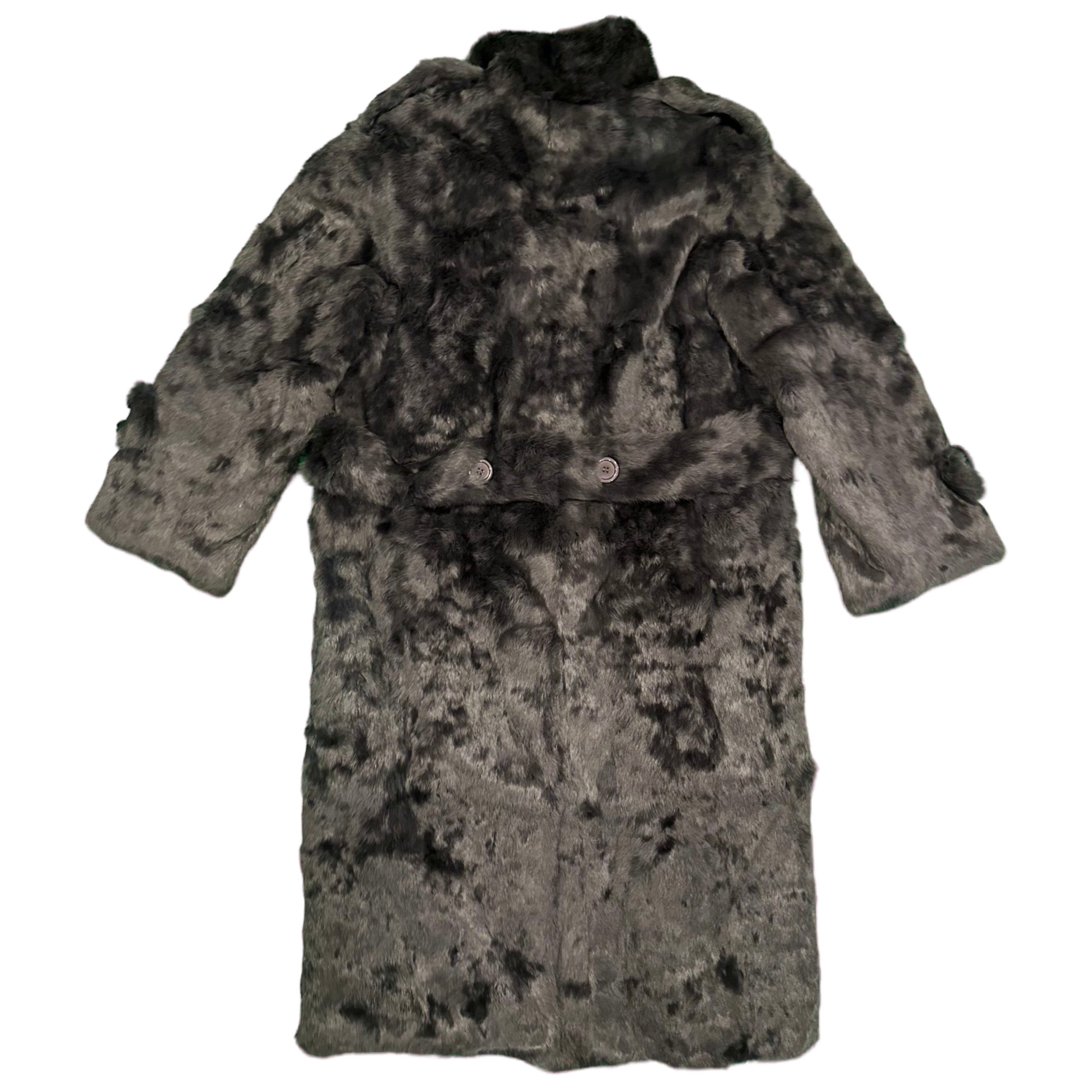 Kashani Men's Grey Rabbit Fur Trench Coat - Dudes Boutique