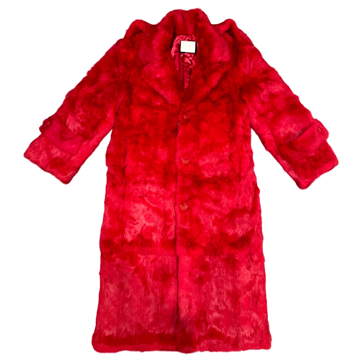 Kashani Men's Red Rabbit Fur Trench Coat - Dudes Boutique