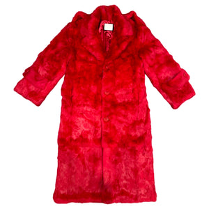 Kashani Men's Red Rabbit Fur Trench Coat - Dudes Boutique