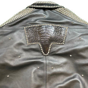 G Gator - Black Studded Crocodile Jacket - Dudes Boutique