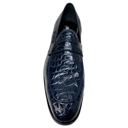 Mauri 4862 Navy Alligator Belly Penny Loafers - Dudes Boutique