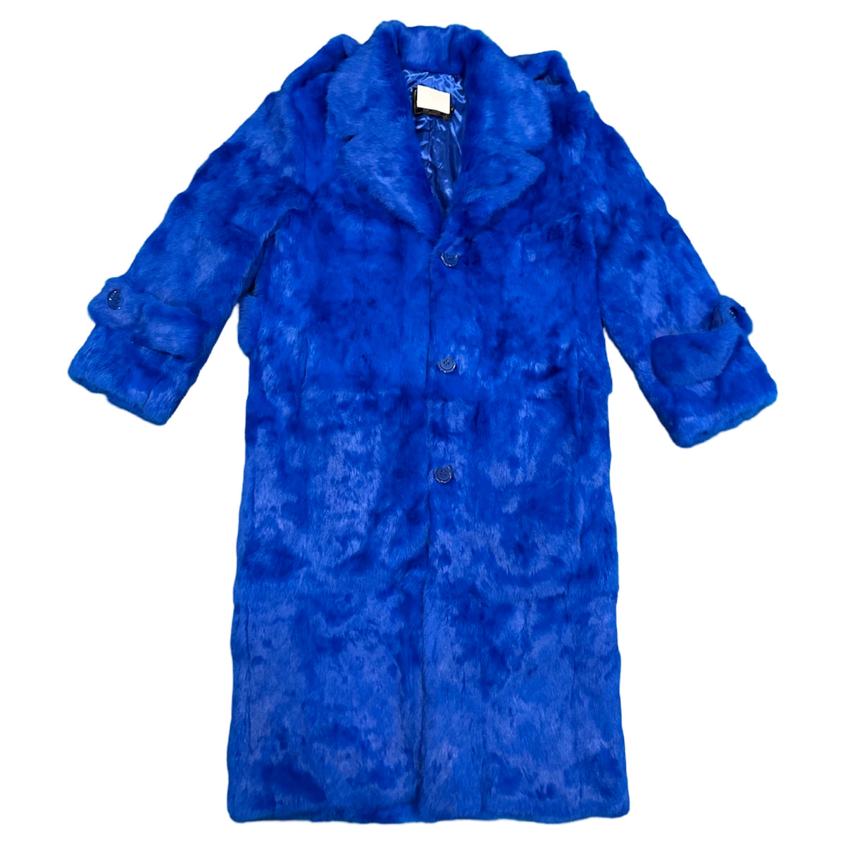 Kashani Men's Royal Blue Rabbit Fur Trench Coat - Dudes Boutique