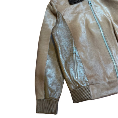 Kashani Brown Pony Hair Lambskin Embossed Ostrich Quill Jacket - Dudes Boutique