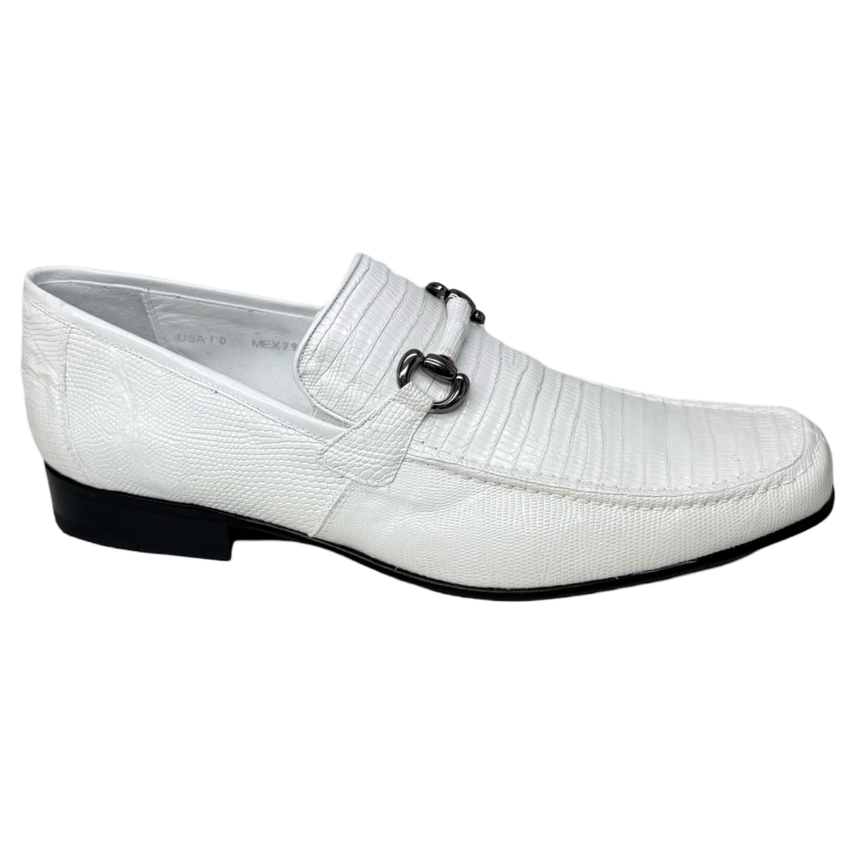 Los Altos white all over lizard bit dress loafers