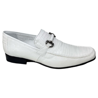 Los Altos white all over lizard bit dress loafers