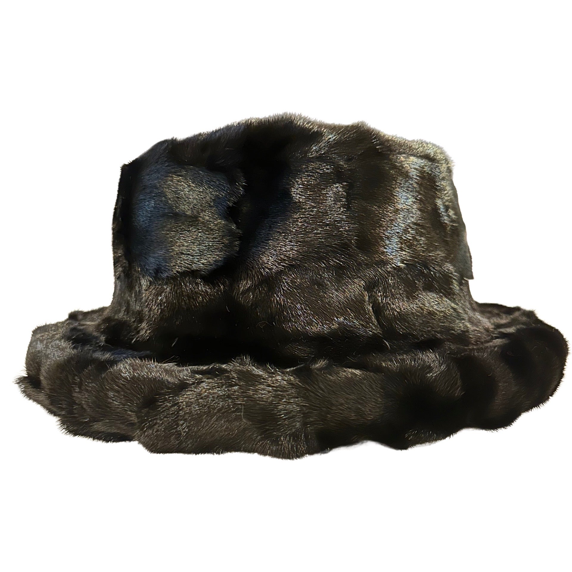 Kashani Men's Black Diamond Cut Mink Fur Top Hat - Dudes Boutique