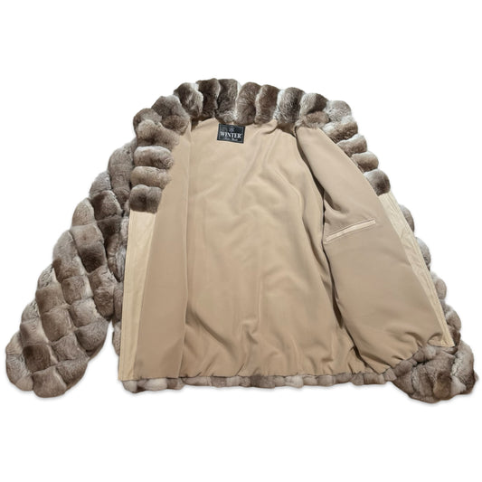 Kashani Natural Diamond Cut Pastel Chinchilla Bomber Jacket - Dudes Boutique