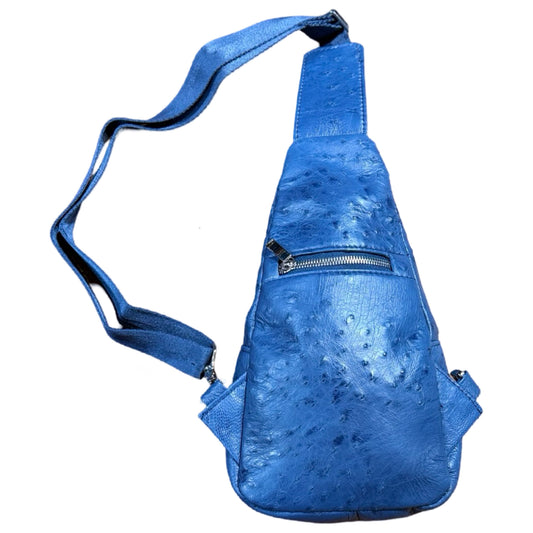 Kashani Navy Blue Ostrich Crossbody Bag - Dudes Boutique