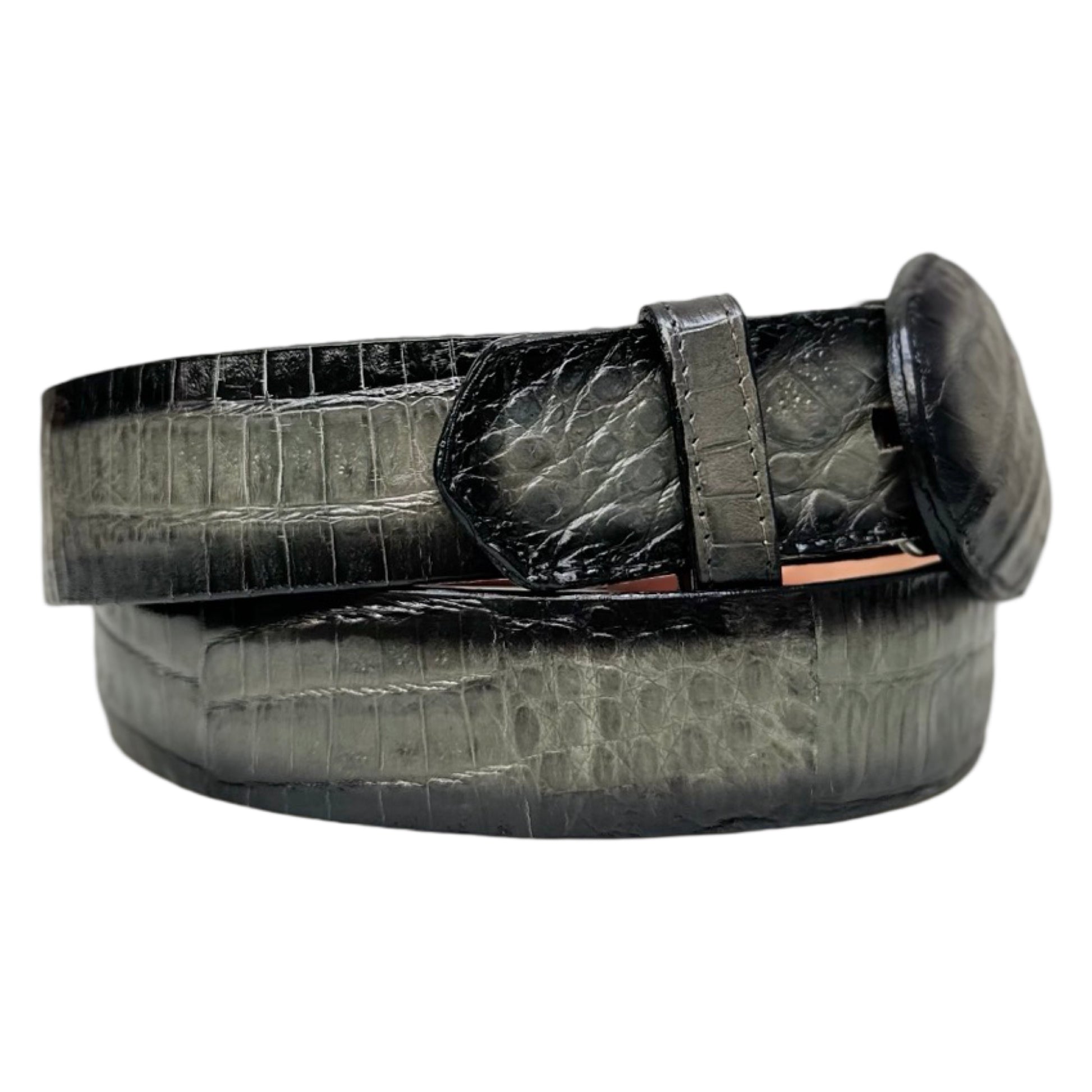 Los Altos Faded Gray Crocodile Belt with Oval Buckle - Dudes Boutique