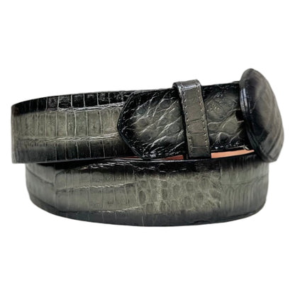 Los Altos Faded Gray Crocodile Belt with Oval Buckle - Dudes Boutique