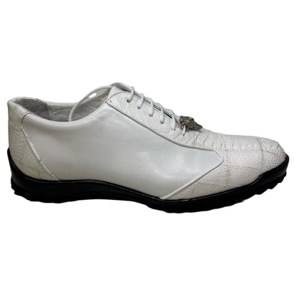 Los Altos White Ostrich Leg Lace Up Sneakers - Dudes Boutique