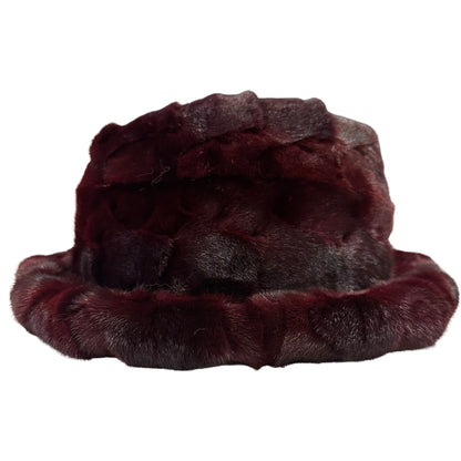 Kashani Men's Wine Red Diamond Cut Mink Fur Top Hat - Dudes Boutique