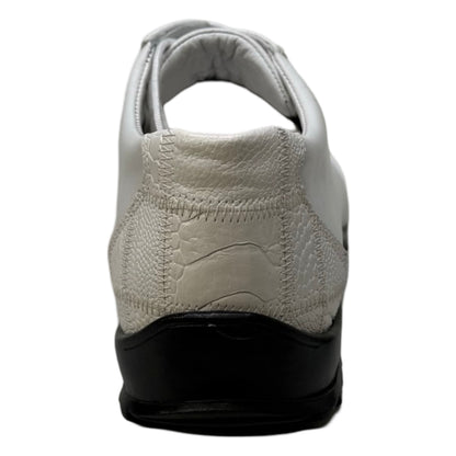 Los Altos White Ostrich Leg Lace Up Sneakers - Dudes Boutique
