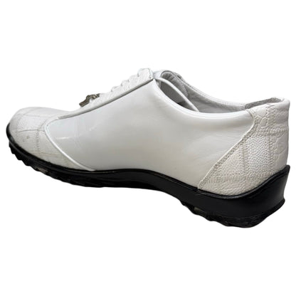 Los Altos White Ostrich Leg Lace Up Sneakers - Dudes Boutique