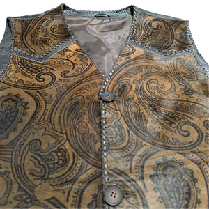 Kashani Brown Paisley Cavallino Pony Hair Hand Woven Vest - Dudes Boutique