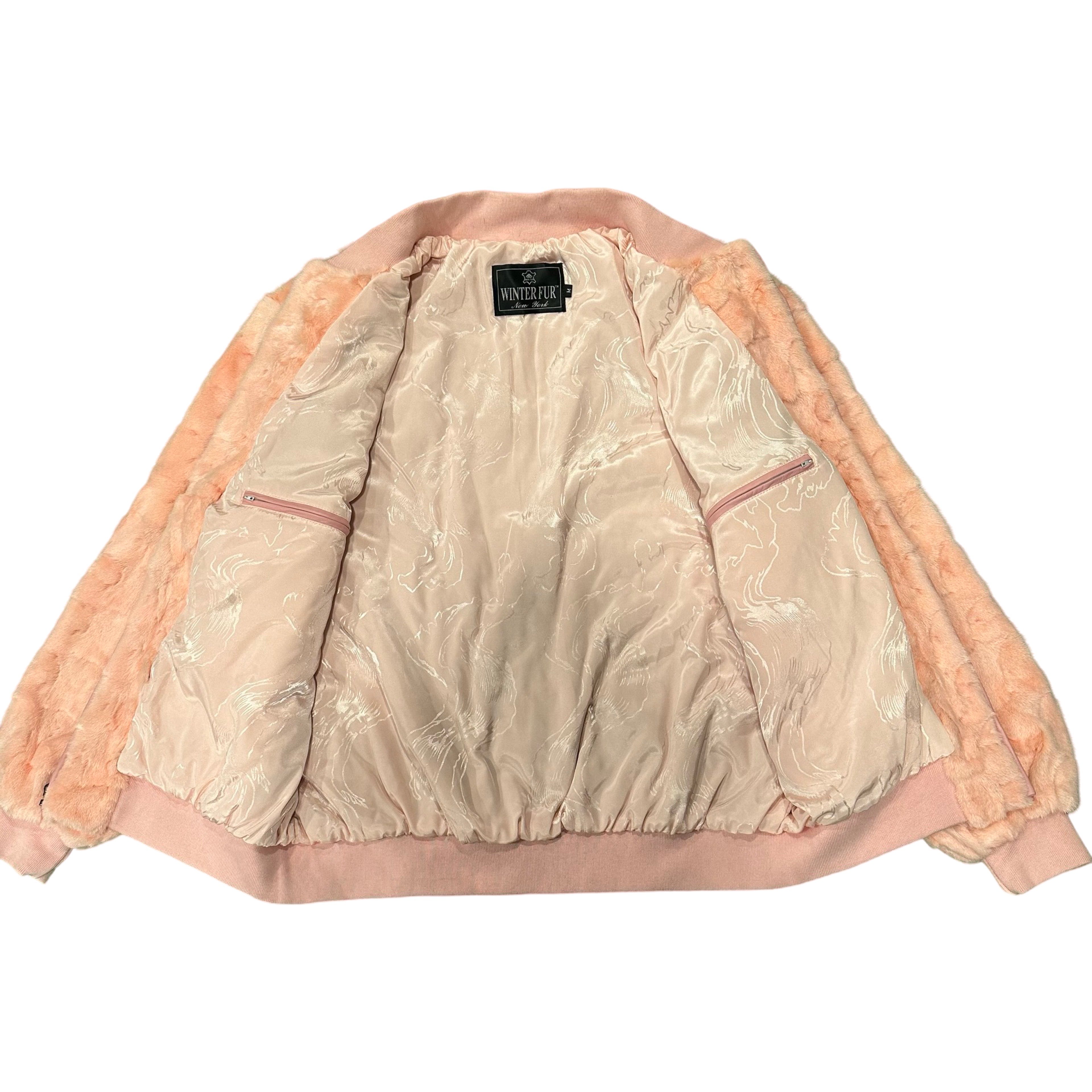 Kashani Pink Diamond Cut Mink Fur Bomber Jacket - Dudes Boutique